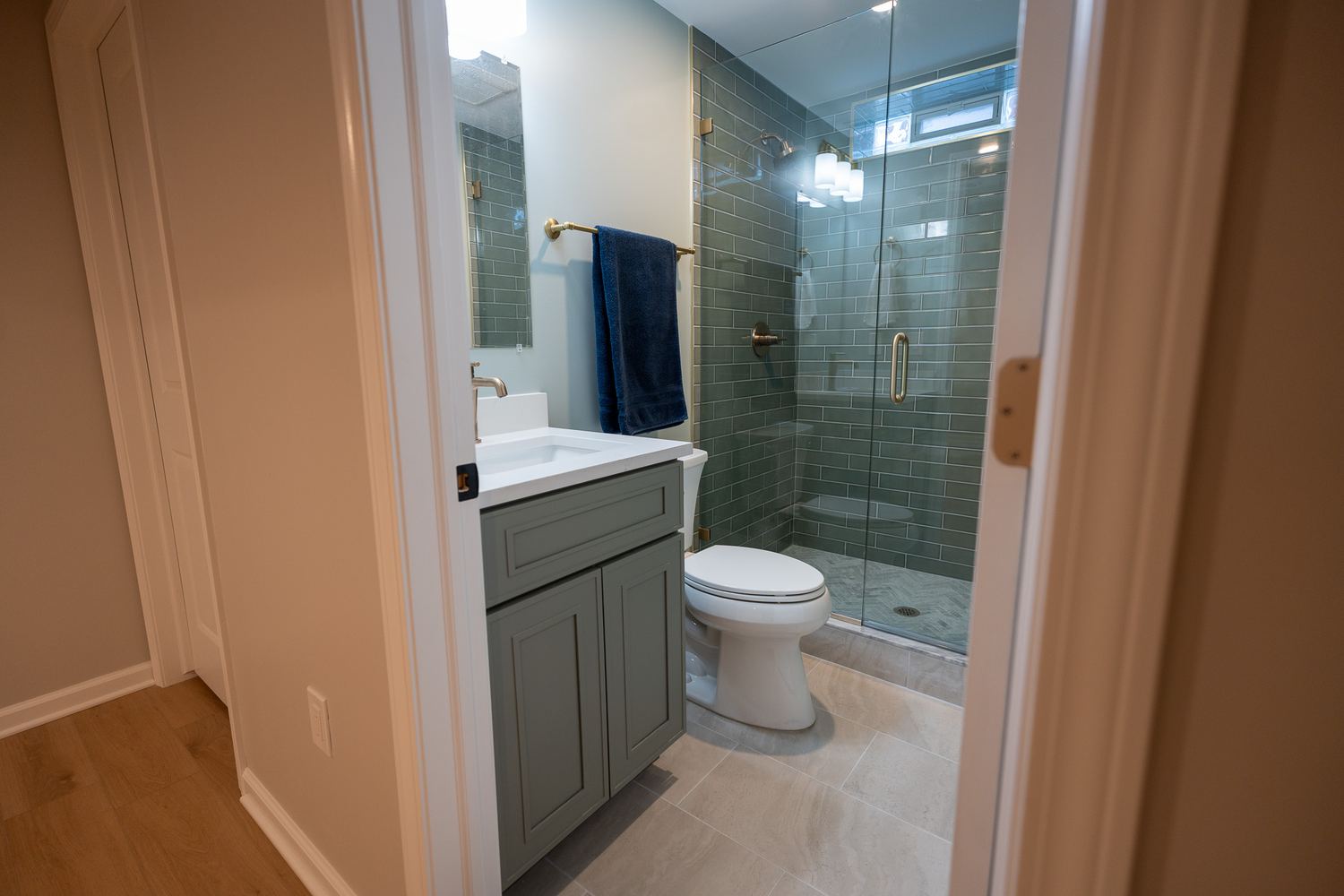 Bathroom remodel with soaking tub and custom tile