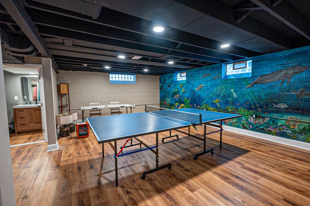 Finished lower level with custom rec space